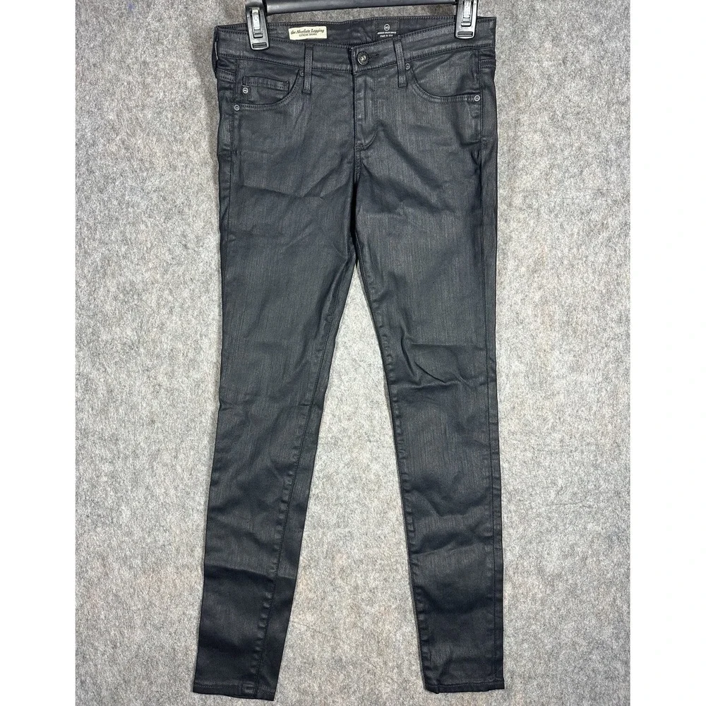 AG ADRIANO GOLDSCHMIED Black Coated The Absolute Legging Extreme Skinny Jean 27R